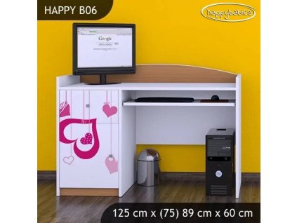 Psací stůl Happy B06 - padající srdce (Barva bílá)