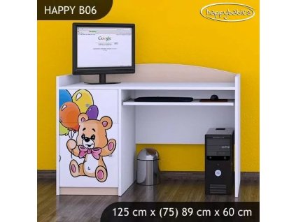 Psací stůl Happy B06 - šťastný medvídek (Barva bílá)