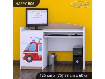 Psací stůl Happy B06 -  hasičské auto (Barva bílá)
