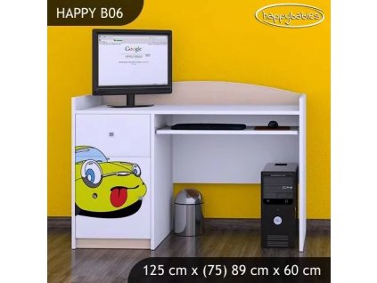 Psací stůl Happy B06 - žluté auto (Barva bílá)
