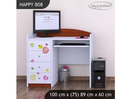 Psací stůl Happy B08 - hrající lokomotiva (Barva bílá)