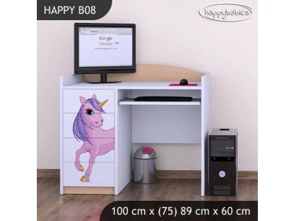 Psací stůl Happy B08 - jednorožec (Barva bílá)