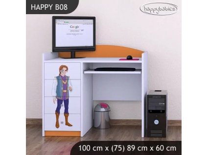 Psací stůl Happy B08 -  princ a princezna (Barva bílá)