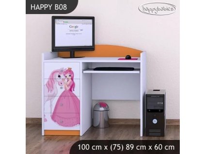 Psací stůl Happy B08 -  princezna s koníkem (Barva bílá)