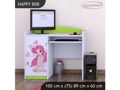 Psací stůl Happy B08 - víla s motýlkami (Barva bílá)