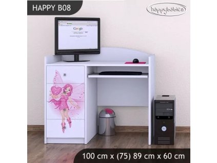 Psací stůl Happy B08 - víla se srdcem (Barva bílá)