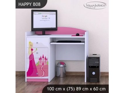 Psací stůl Happy B08 - princezna se zámkem (Barva bílá)