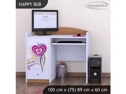 Psací stůl Happy B08 - pejsek a srdce (Barva bílá)