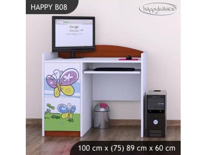 Psací stůl Happy B08 - motýl s květinou (Barva bílá)