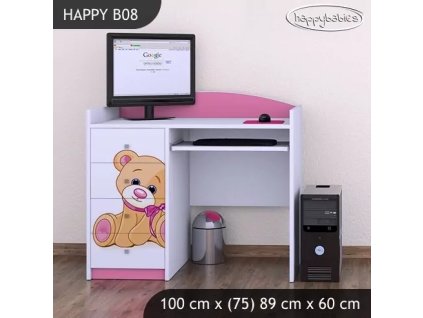 Psací stůl Happy B08 - medvídek s mašlí (Barva bílá)