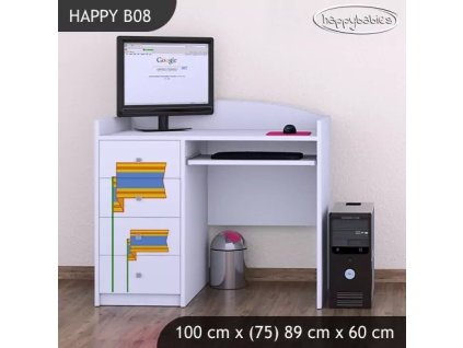 Psací stůl Happy B08 - medvídek v červeném autě (Barva bílá)