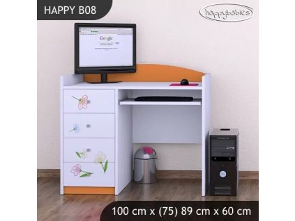 Psací stůl Happy B08 - medvídek s kyticí (Barva bílá)