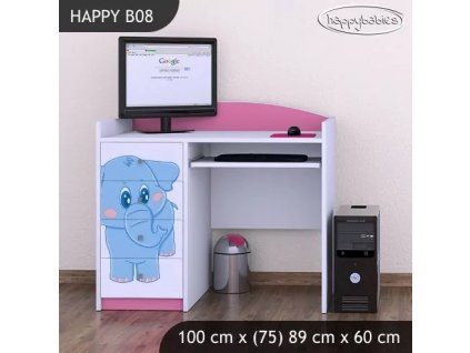 Psací stůl Happy B08 - modrý slon (Barva bílá)