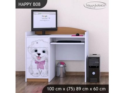 Psací stůl Happy B08 - pejsek s mašlí (Barva bílá)