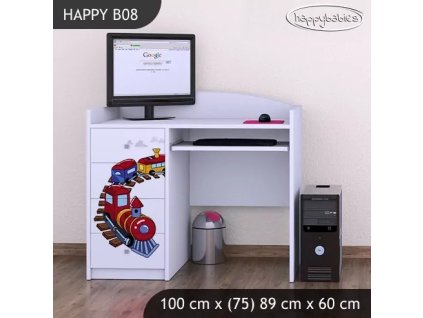 Psací stůl Happy B08 - vláček (Barva bílá)