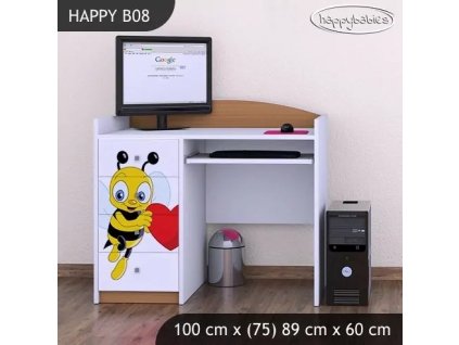 Psací stůl Happy B08 -  včelka se srdcem (Barva bílá)