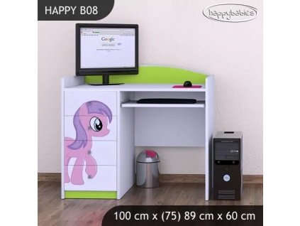 Psací stůl Happy B08 -  růžový pony (Barva bílá)
