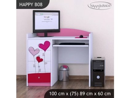 Psací stůl Happy B08 -  srdíčka (Barva bílá)