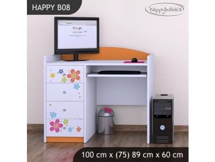 Psací stůl Happy B08 -  srdce z květů (Barva bílá)