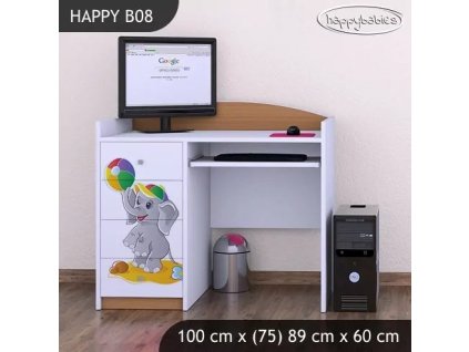 Psací stůl Happy B08 - slon s balónkem (Barva bílá)