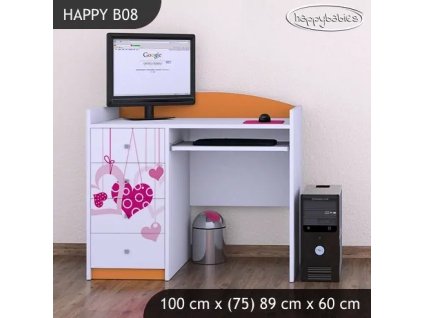 Psací stůl Happy B08 - padající srdce (Barva bílá)