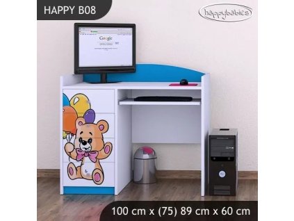 Psací stůl Happy B08 - šťastný medvídek (Barva bílá)