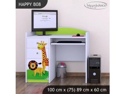 Psací stůl Happy B08 - veselý zvěřinec (Barva bílá)