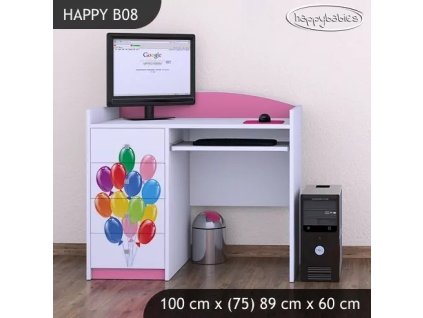 Psací stůl Happy B08 - zelené auto s balónky (Barva bílá)