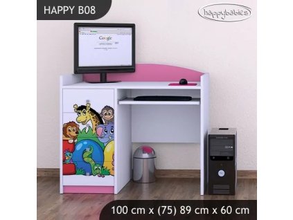 Psací stůl Happy B08 - ZOO (Barva bílá)