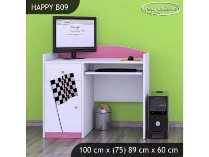 Psací stůl Happy B09 - auto s vlajkou (Barva bílá)