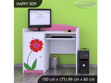 Psací stůl Happy B09 - dva květy (Barva bílá)