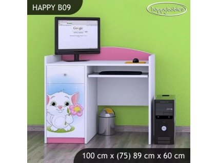 Psací stůl Happy B09 - kočička s květinou (Barva bílá)