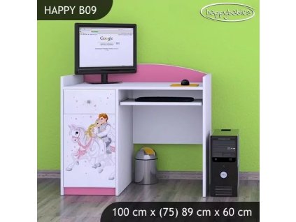 Psací stůl Happy B09 - princ na bílém koni (Barva bílá)