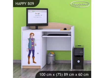 Psací stůl Happy B09 - princ a princezna (Barva bílá)