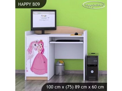 Psací stůl Happy B09 - princezna s koníkem (Barva bílá)