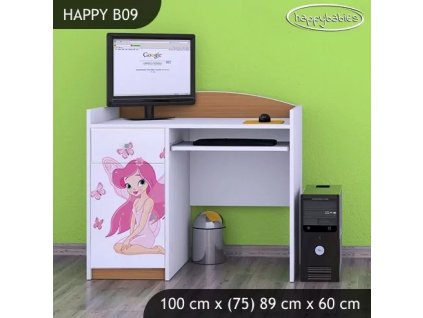 Psací stůl Happy B09 -  víla s motýlkami (Barva bílá)