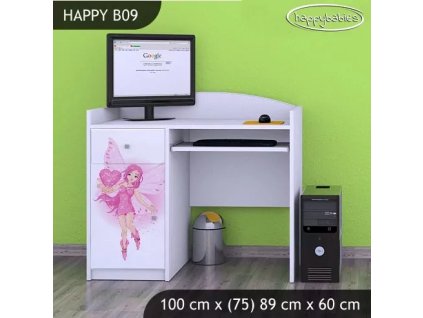 Psací stůl Happy B09 -  víla se srdcem (Barva bílá)
