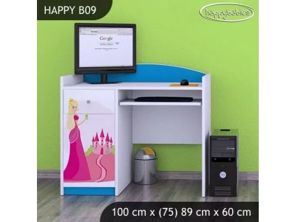 Psací stůl Happy B09 - princezna se zámkem (Barva bílá)
