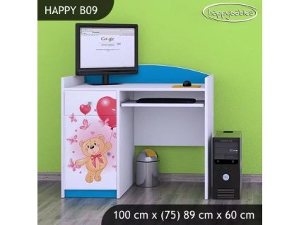 Psací stůl Happy B09 -  medvídek s balónky (Barva bílá)
