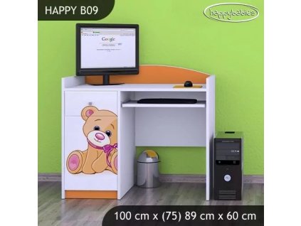 Psací stůl Happy B09 -  medvídek s mašlí (Barva bílá)