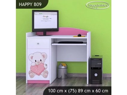Psací stůl Happy B09 -  medvídek se srdcem (Barva bílá)