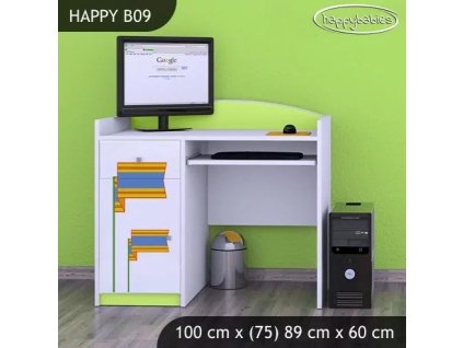 Psací stůl Happy B09 -  medvídek v červeném autě (Barva bílá)