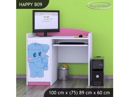 Psací stůl Happy B09 -  modrý slon (Barva bílá)