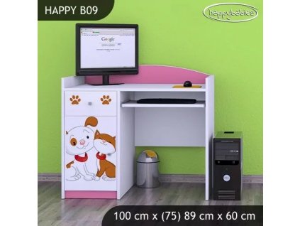 Psací stůl Happy B09 -  pejsek a kočička (Barva bílá)