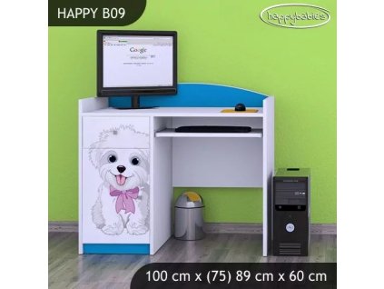 Psací stůl Happy B09 -  pejsek s mašlí (Barva bílá)