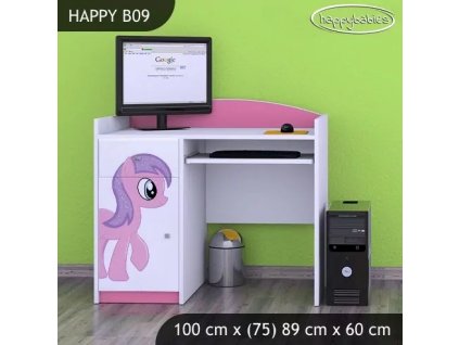 Psací stůl Happy B09 -  růžový pony (Barva bílá)
