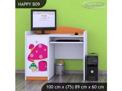 Psací stůl Happy B09 -  růžový hříbeček (Barva bílá)