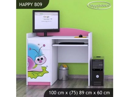 Psací stůl Happy B09 -  slimák (Barva bílá)
