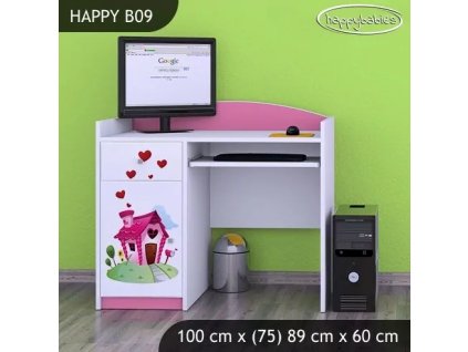 Psací stůl Happy B09 -  začarovaný domeček (Barva bílá)