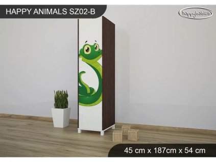 Skříň Animals SZ02 - AM10 (Barva bílá, Otevírání dvířek pravé, Vnitřek skříně šatní tyč)